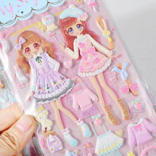 1pcs Stickers Lovely cartoon Girls 3D kawaii sticker book