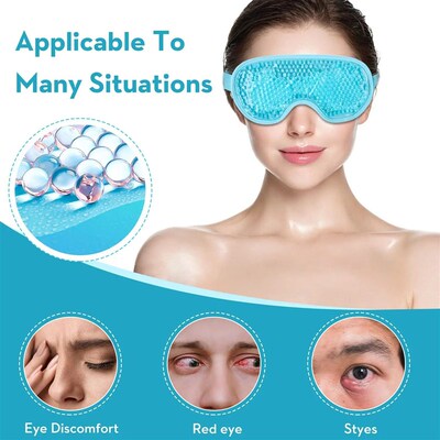 Cooling Eye Mask with Gel Bead Reusable Cold Compress Ice Pa