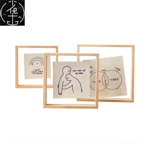 Corkboard photo wall solid wood frame blackboard pine office