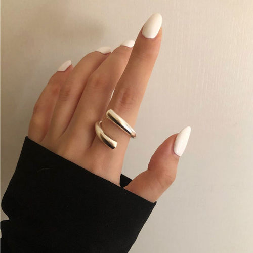 Minimalist Silver Colour Ring for Women Fashion Creative Hol