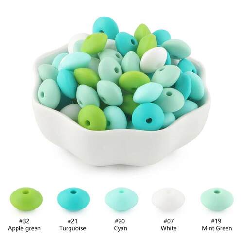 20Pcs/lot 12mm Lentil Silicone Beads Loose Spacer Bead Food
