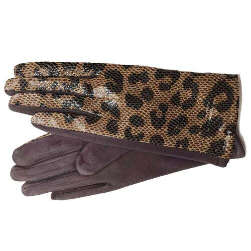 Fashion Women Touch Screen Glove Winter Faux Animal leather