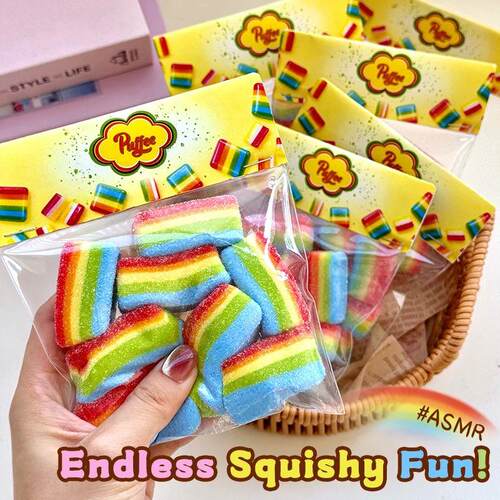 Rainbow Sour Strip Squishy Toy, Food-Grade Silicone, Soft