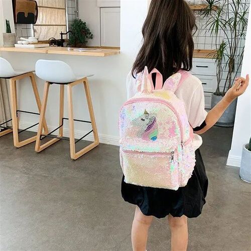 Unicorn Sequin Backpack Cartoon School Bag For Kids School B