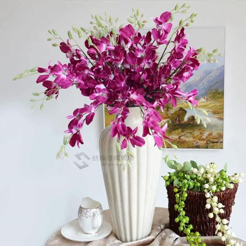 1PC Artificial Orchid Flowers Branch Silk cattleya Flower Bu