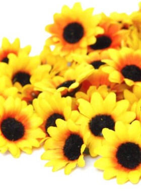 100pcs Lifelike Artificial Plastic Yellow Sunflower Heads Ho