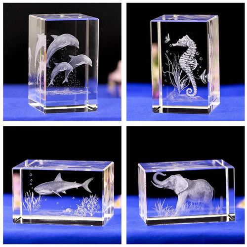 Mini K9 Crystal 3D Internal Sculpture Inter-engraving Animal