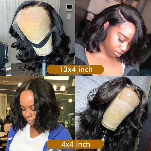 Body Wave Bob Wig 13x4 Transparent Lace Frontal Wig Brazilia