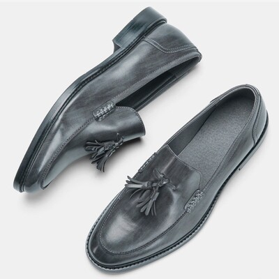 Men casual shoes leather loafers business dress formal shoes
