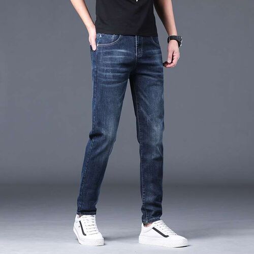 Summer Mens Jeans Small Straight Slim-Fit Elastic All-Match