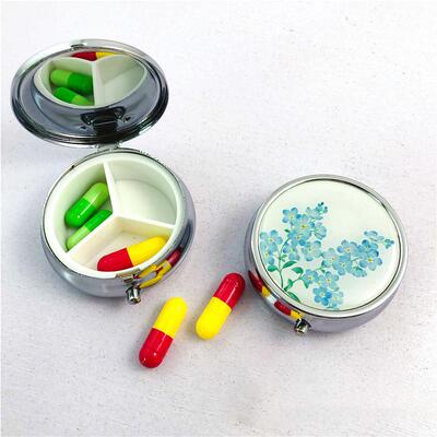 New Stainless Medicine Organizer Portable Three Grid Flower