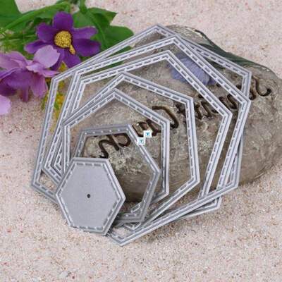 7Pcs DIY Hexagon Spiral Die Cuts Metal Cutting Dies In Scrap