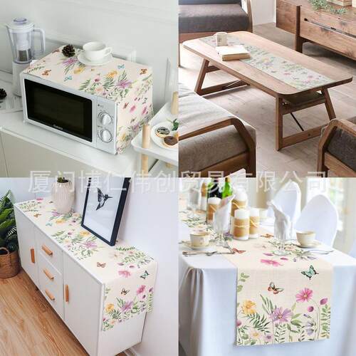 Spring Flower Butterfly Table Runner luxury Kitchen Dinner T
