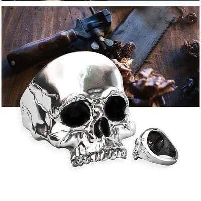 Basic Exaggerated Skull Ring for Man Gothic Personality EMO