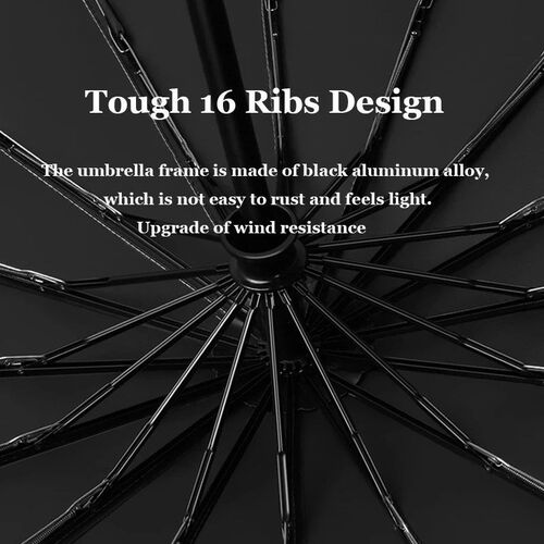 16 Ribs Full-Automatic Log Handle Umbrella For Men Large Thr