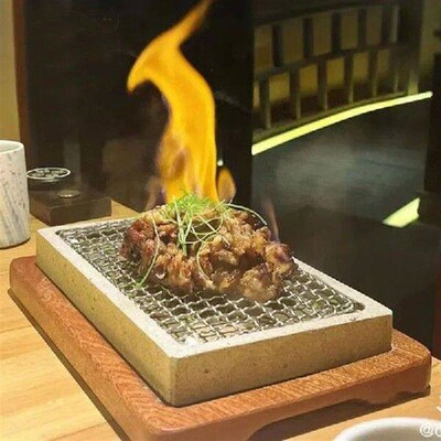 Granite slab barbecue Steak Western food Fried meat plate