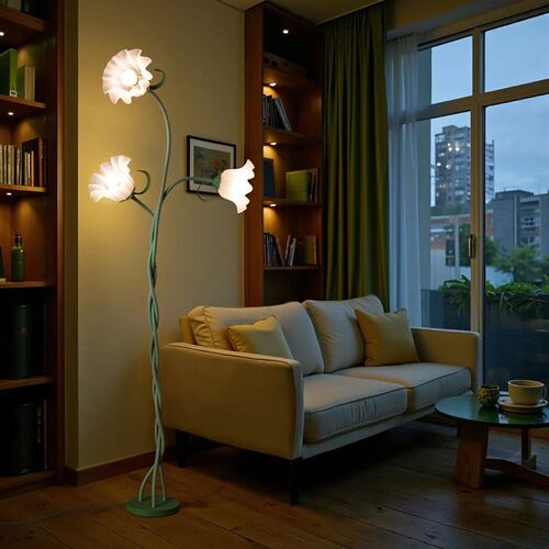 Retro 3-Head Flower Floor Lamp, Contains Bulb, 3-Color Dimma