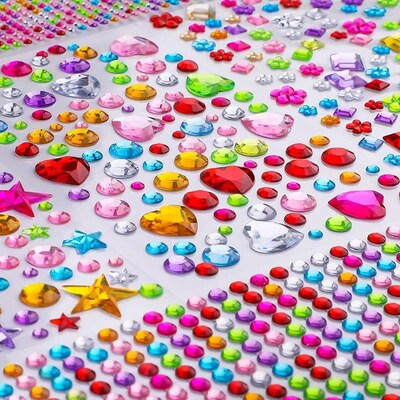 880pcs Gem bead Stickers Rhinestones for Crafts Self Adhesiv
