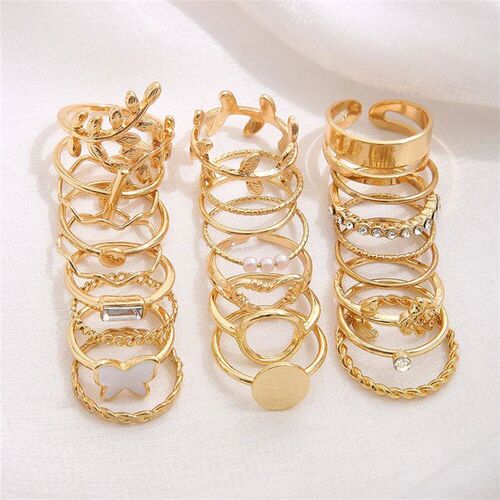 24pcs/set Vintage Heart Butterfly Rings Set For Women Fashio