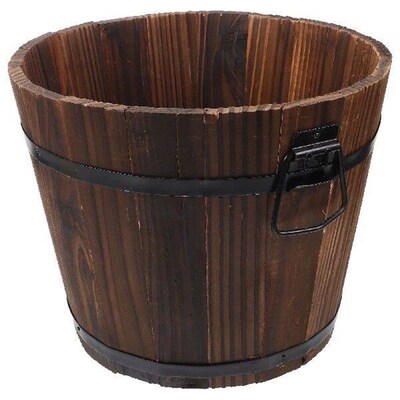Carbonized Wood Flowerpot Garden Decoration Wooden Bucket