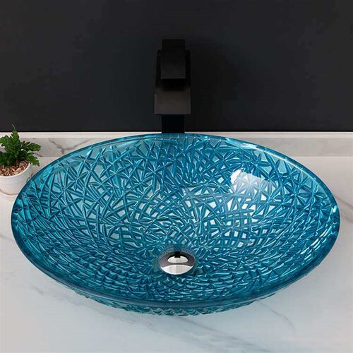 Boviya Crystal Glass Basin Table Basin Toilet Art Light Luxu