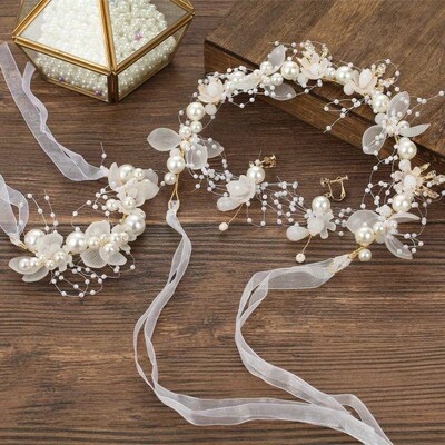 Children Girls Imitated Pearl Flower Headbands Elegant Brida