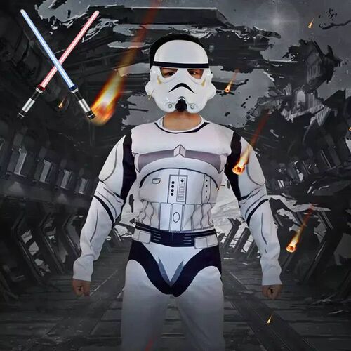 Cos Cartoon Darth Vader Black and White Samurai Jumpsuit Bla