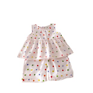 adorable polka dot set for girls sleeveless baby blouse 2pie