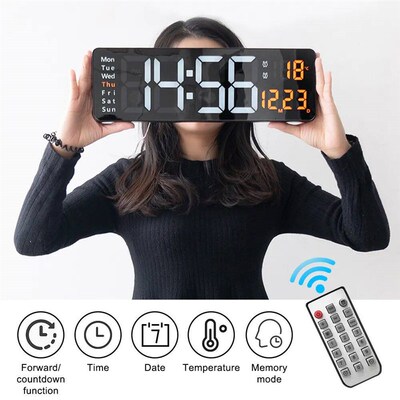 Wall-mounted Digital Wall Clock with Adapter Remote Control
