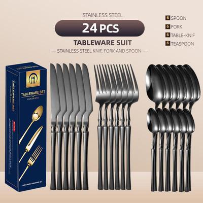 Stainless steel knife and fork 24pcs steak knife cutlery set