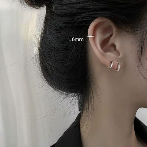 1Pair S925 Sterling Silver French Small Hoop Earrings for Wo