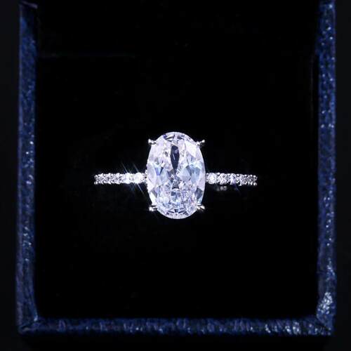 Huitan Oval Finger Ring Band Dazzling Brilliant CZ Stone Fou