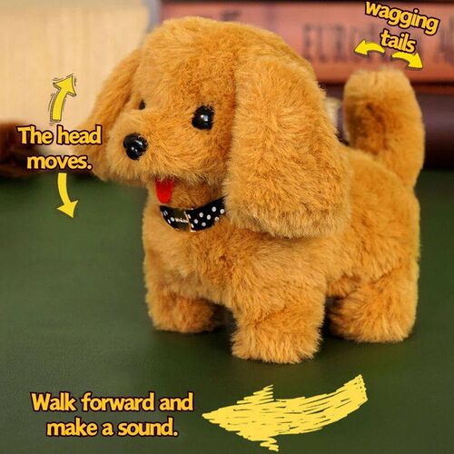 Electronic Walking and Barking Plush Dog Toy Interactive Pup