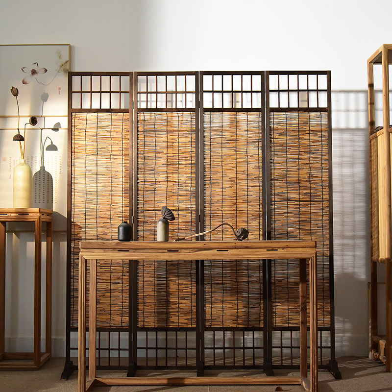 中式木质屏风隔断入户玄关客厅茶楼民俗复古艺术折屏芦苇编织屏风,住宅家具,折屏,淘宝优惠券,粉丝福利购,淘宝优惠卷