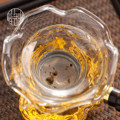 爱洛琳 茶道零配公道杯加厚耐热玻璃茶漏大口径茶隔不锈钢滤网