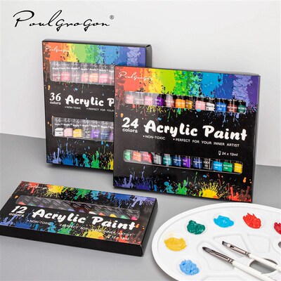 Acrylic Paints Set - 12/24 Colors 12ml Art Painting Kit Supp