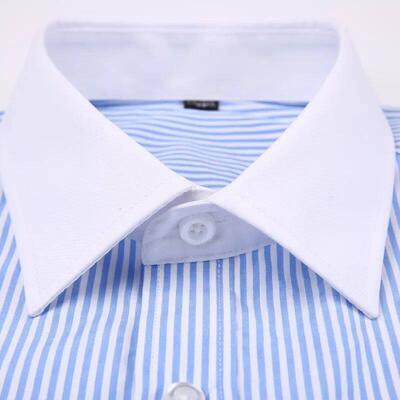 Mens Classic French Cuffs Striped Dress Shirt Single Patch