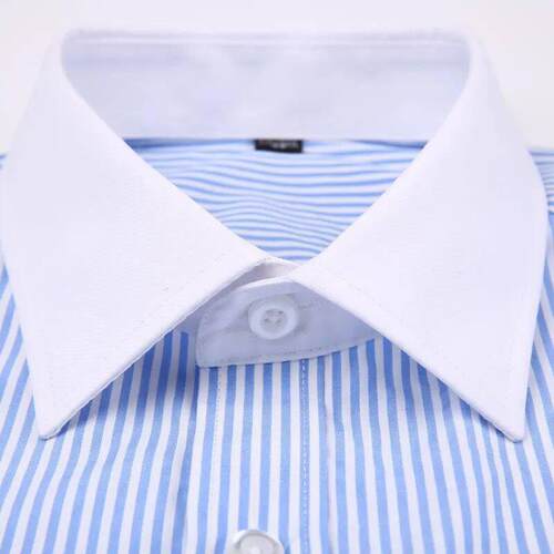 Mens Classic French Cuffs Striped Dress Shirt Single Patch