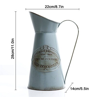 Vintage Style Metal Flower Vase Galvanized Finish Rustic Flo