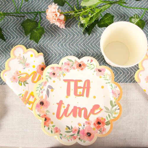 High Quality Garden Tea Party Disposable Tableware Flower Pl