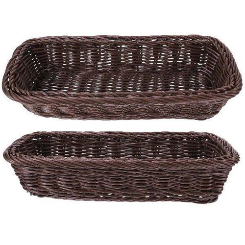 2 Pcs Kitchen Storage Box Woven Basket Cutlery Crate