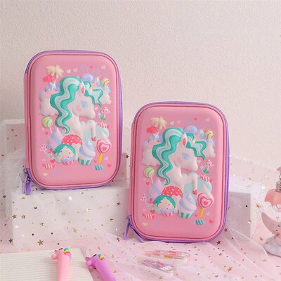 3D EVA Kawaii Unicorn Pencil Box Girl Cute Cartoon Stationer