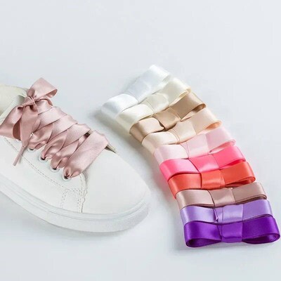 Silk Satin Shoelaces 2CM Width Flat Ribbon Shoe laces Boots