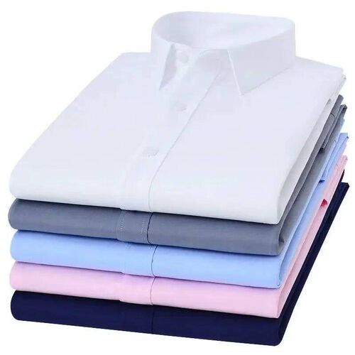 Bamboo Fiber Men White Shirt Long Sleeve Elastic Anti-wrinkl