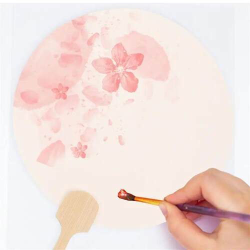 4Pcs Diy Blank Rice Paper Fans Portable Painting Hand Fans F
