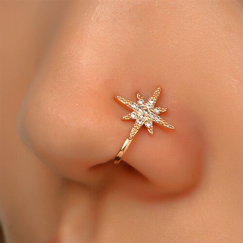 1Pc Copper Fake Piercing Nose Ring Heart Star Crown Clip On