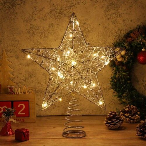 Iron Glitter Powder Christmas Tree Ornaments Top Stars with
