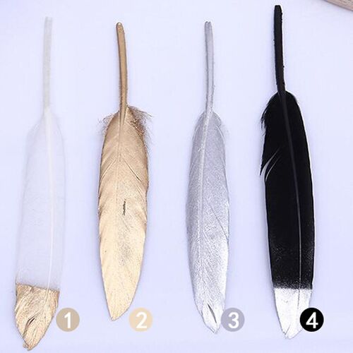 50pcs/bag Gold Plated Feathers 5-7inches for Christmas