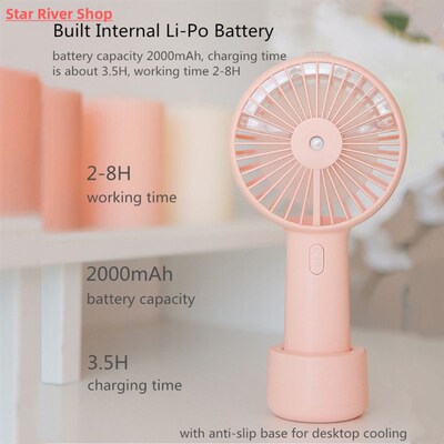 Battery Portable Water Spray Mist Fan Electric USB Rechargea