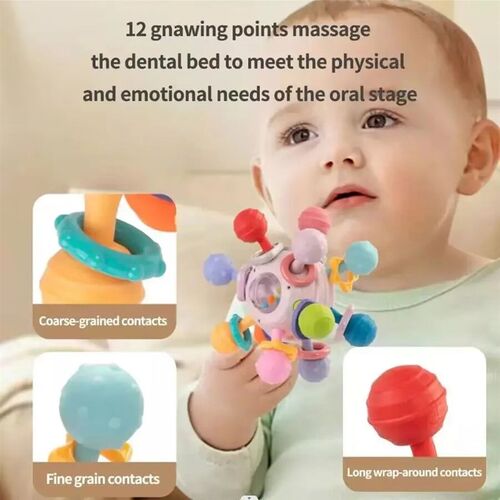 Baby Montessori Toys 0 12 Months Sensory Rattle Teether Gras